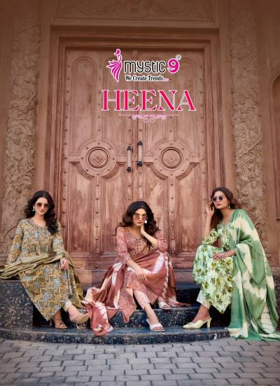 HEENA VOL 7 BY MYSTIC 9 DESIGNER RAYON PRINT SALWAR SUIT WHOLESALER IN INDIA